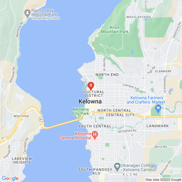Alto Pro Painters Kelowna location map: 1323 Water St., Kelowna, BC